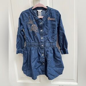 Guess 3T Girls Blue Denim Long Sleeve Dress